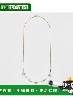 日本直邮日潮 agete 阿卡朵镀金多宝石项链水晶吊坠