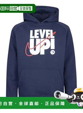 自营Boys Nike 3BRAND Level Up Hoodie Blue Fleece Lined Kanga