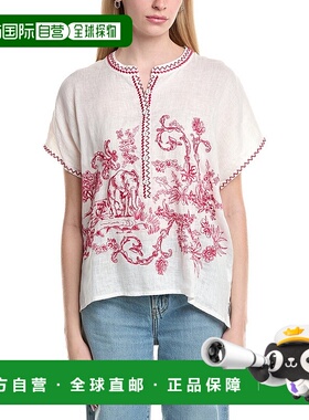 自营Johnny Was Vanona Linen Blouse - beige 美国奥莱直发