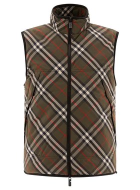 BURBERRY 男士夹克 8101849 AW2024 绿色 Checked Padded Gilet