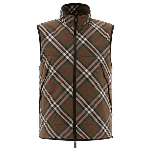 BURBERRY 男士夹克 8101849 AW2024 绿色 Checked Padded Gilet