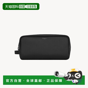 自营欧洲直邮YSL圣罗兰 女士黑色小牛皮拉链闭合化妆包