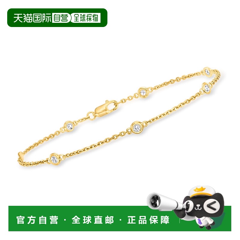 自营 Ross-Simons 18 克拉黄金包边镶钻台手链 - 7 英寸 美国奥莱
