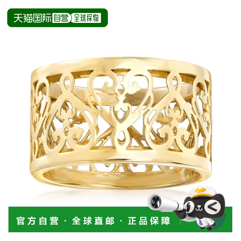 自营Ross-Simons 意大利 14kt 黄金花丝心形戒指 - 黄色 美国奥莱