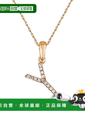 自营 sabrina14k 玫瑰金和钻石初始项链 - 玫瑰 y 美国奥莱直发