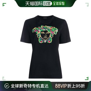 T恤衫 A201952 范思哲 香港直邮VERSACE A79095 黑色女士棉质短袖