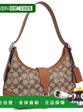 日本直邮Coach Hamptons Hobo 单肩包经典提花面料米色女士款 CW6