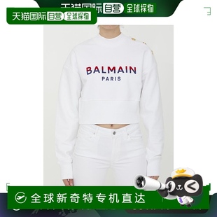 白色 香港直邮BALMAIN SS2024 女士卫衣 Cropped BF1JO040BC46GPY