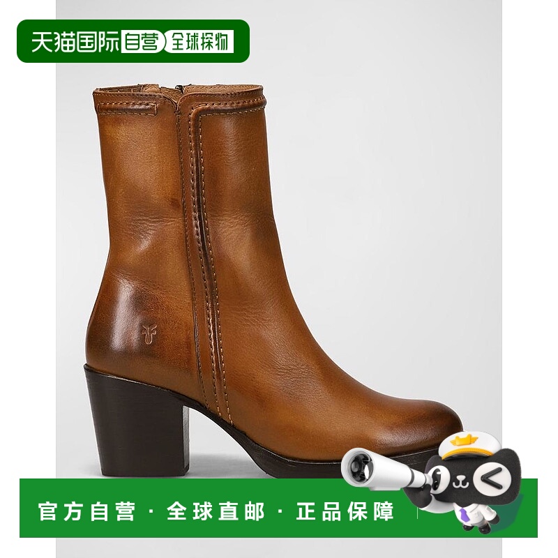 1h可退 【美国直邮】FRYE女士短筒时装靴踝靴圆头拉链真皮潮流时