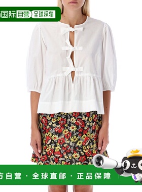香港直邮GANNI 女士衬衫 F73646479151 AW2022 白色 Cotton popli
