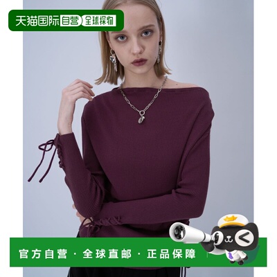 1h可退 日本直邮HARE 女装 单肩褶皱针织上衣 镂空系带设计 64160