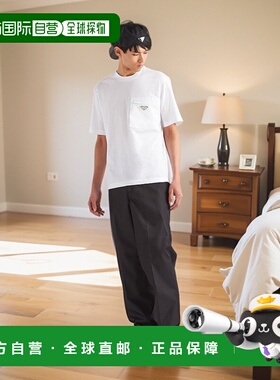 香港直邮PRADA 男士T恤 UJN66111CKS221F0009 SS2024 白色短袖