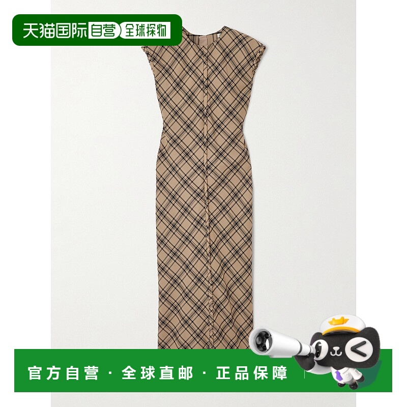 香港直邮Ami Paris 女士 格纹羊毛混纺中长连衣裙 FDR626WO0011