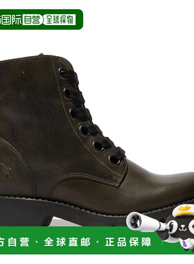 自营 Fly London女式绿色RAGI539休闲地毯皮革系带踝靴-汽油色 美