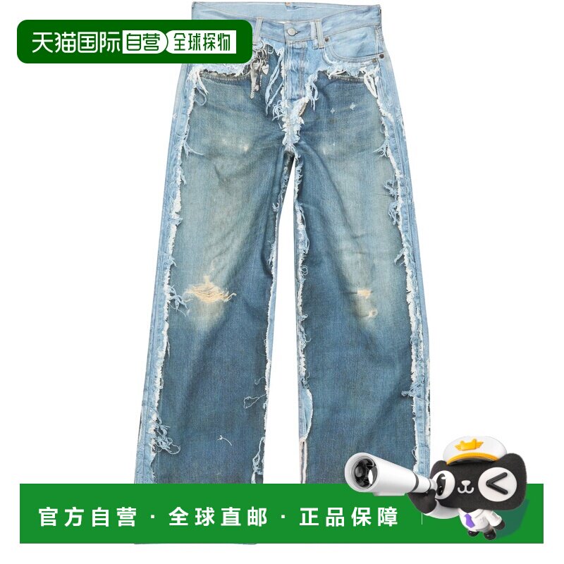 自营欧洲直邮ACNE STUDIOS 1981女士中蓝色棉质错视印花牛仔裤图片