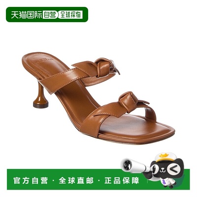 自营 Alexandre Birman Clarita方形喇叭60皮革凉鞋-棕色 美国奥