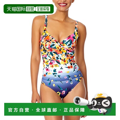 自营Anne Cole Drape Front Underwire One-Piece - multi 美国奥