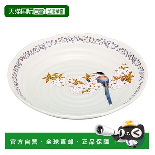 日本直邮九谷烧 7号 盘 山樱花与小鸟盘子餐盘大盘流行礼品结婚