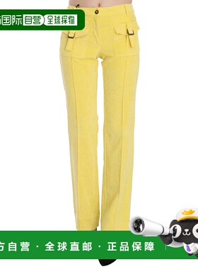 自营Just Cavalli 灯芯绒中腰直筒长裤女式长裤 - 黄色 美国奥莱