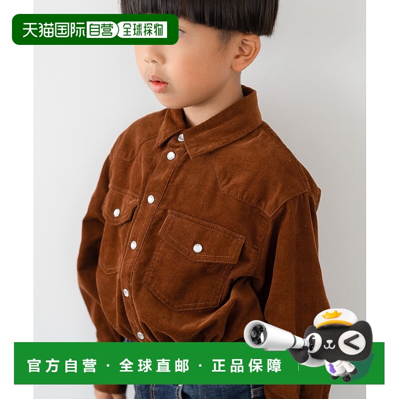 1h可退 日本直邮LOWRYS FARM 儿童灯芯绒衬衫 长袖 西部风格 胸袋