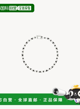 自营欧洲直邮YSL圣罗兰 男士氧化银色金属折叠钩扣手链