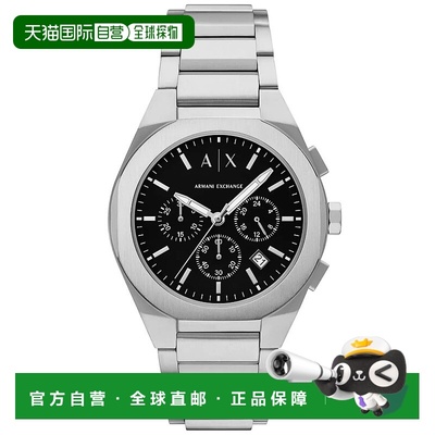 自营Armani Exchange男式Rafael黑色表盘手表-黑色 美国奥莱直发
