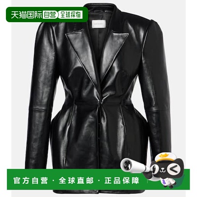 1h可退 香港直邮潮奢 magda butrym 女士 皮革西装外套 black黑色