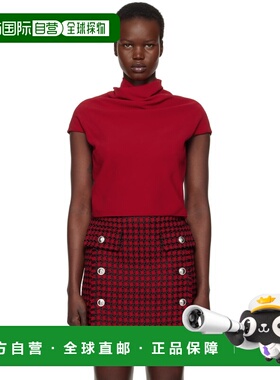 1h可退 香港直邮versace 范思哲 女士 红色垂领上装 10169561A122