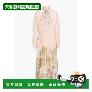 8075DF2 蝴蝶结印花真丝雪纺中长连衣裙 香港直邮ZIMMERMANN 女士