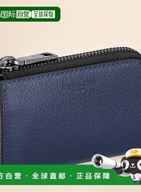 日本直邮Coach蔻驰男士零钱包皮革CW358深蓝色零钱包小巧高端