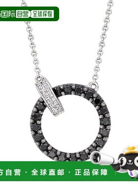 自营 Ross-Simons Black Spinel and . Diamond Circle Clasp Nec
