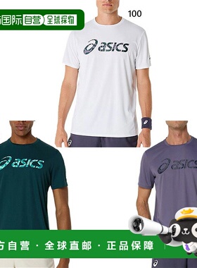 日本直邮ASICS 男士印花短袖衬衫网球/羽毛球上衣2041A346