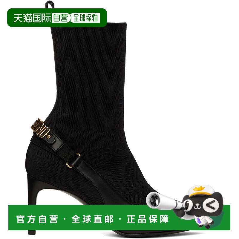 香港直邮Moschino 莫斯奇诺 女士 黑色徽标踝靴 MA21017C1FMT5