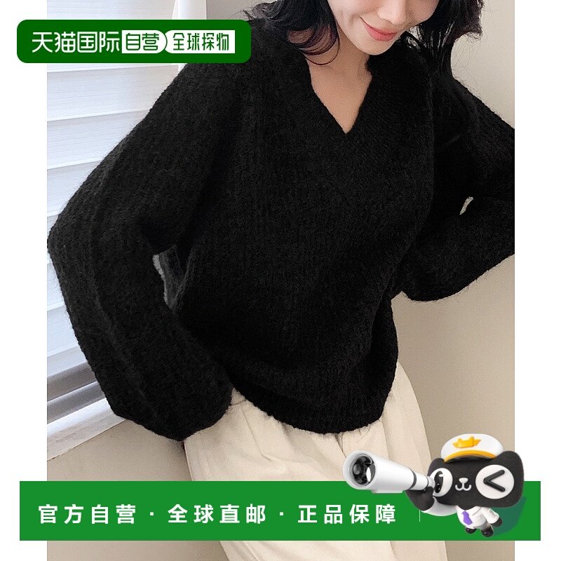 1h可退 日本直邮LOWO 女装 宽松V领针织衫 长袖套头毛衣 lwtoqha8