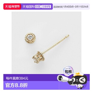 日本直邮日潮 agete 阿卡朵WEB限定K10 钻石耳钉（0.02克拉）配饰