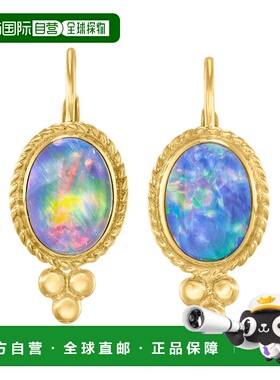 自营 Ross-Simons 蓝色蛋白石三重吊式耳环 14 克拉黄金 - 多 美