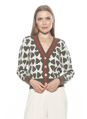 alexia admor【美国奥莱】直发 Love开衫 - 米色/红色