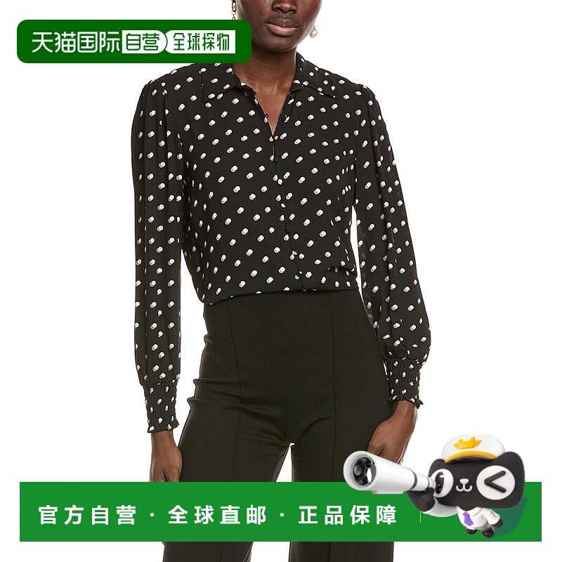 自营T Tahari Button Blouse - black 美国奥莱直发