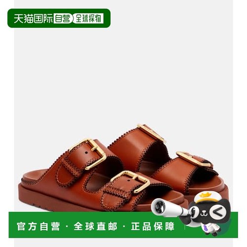 1h可退 香港直邮潮奢 ZIMMERMANN 女士 Goldie 皮质凉鞋 brown棕