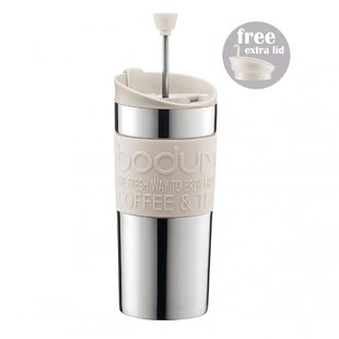 日本直邮波顿法压壶咖啡机(平底杯用带盖)不锈钢制350ml米白色