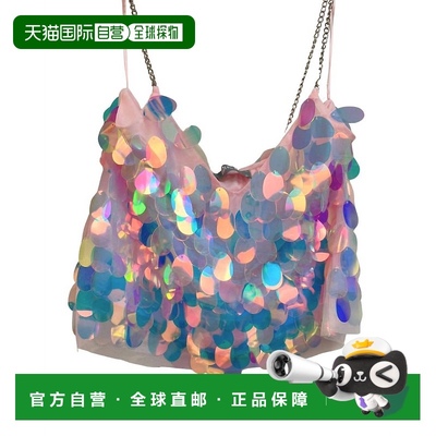自营 blue bIridescent Sequin Crop Top In Pink - pink 美国奥