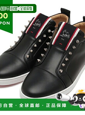 日本直邮Christian Louboutin 运动鞋一脚蹬铆钉黑红色男士 Chris