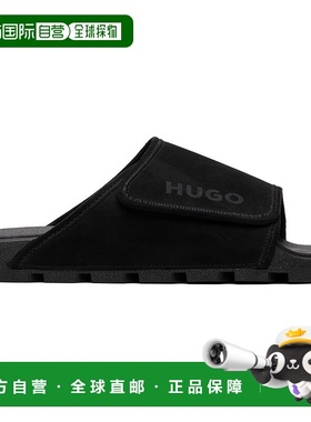 1h可退 香港直邮HUGO 雨果 男士 黑色 Faux-Suede Upper Strap 凉