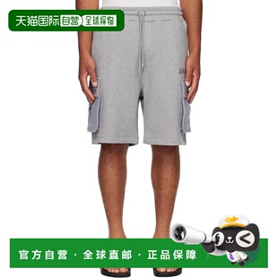 1h可退 香港直邮AMIRI 男士 灰色 Stencil 工装短裤 AMJYSH1045