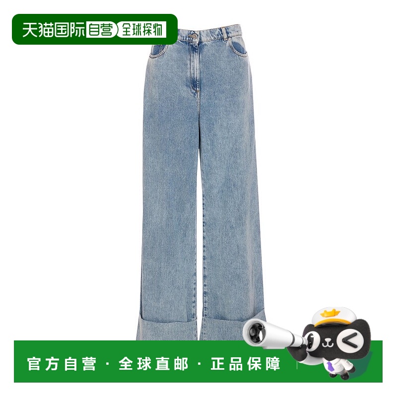 1h可退 香港直邮Lanvin 朗雯 女士 寬腿卷邊牛仔褲 RWTR0310D087P