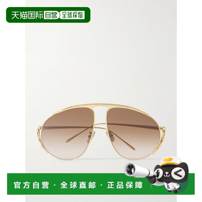 1h可退 香港直邮LOEWE 罗意威 女士 飞行员镀金太阳眼镜 LW40180U