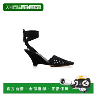 1h可退 香港直邮Jacquemus 女士 The H 皮质帆布面凉鞋 black黑色