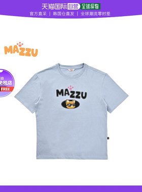 【韩国直邮】MAZZUCATO 简约可爱 萌猫猫图案 圆领T恤 浅灰色MZNR