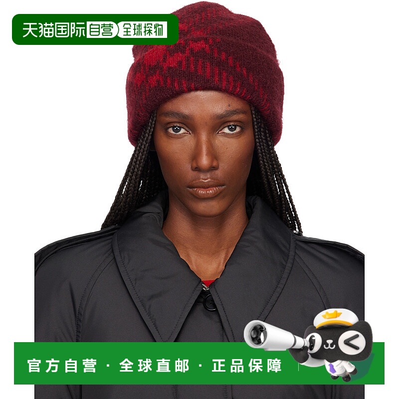 香港直邮潮奢 Burberry 巴宝莉 女士 酒红色 Check Mohair Wool-B