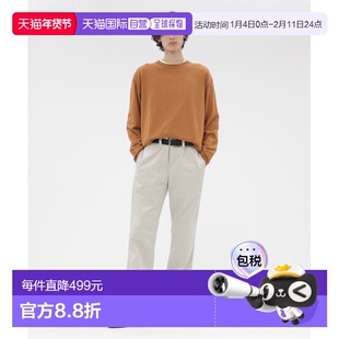 1h可退 日本直邮MARGARET HOWELL男装全棉仿皮细节直筒切诺裤宽松